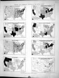 Old Vintage Print Collier 1936 Map Physical America Commercial Economic 20th