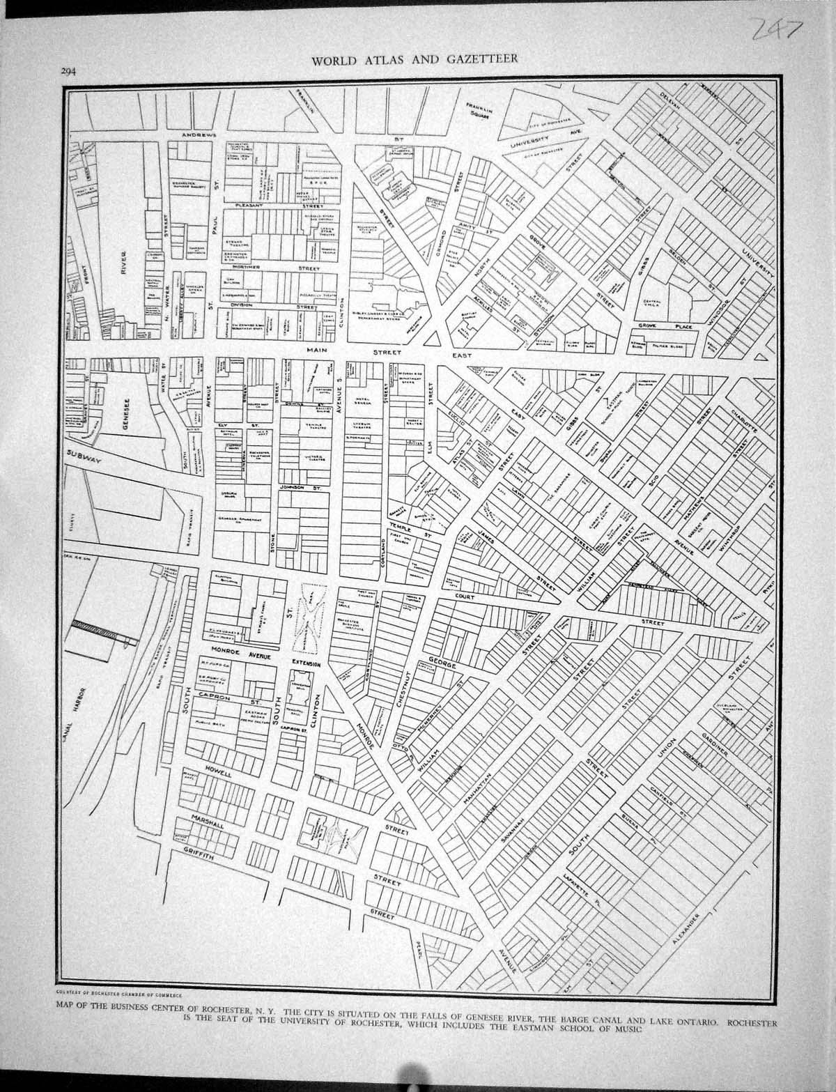 Antique Old Print Collier 1936 Map Business Centre Rochester New York Brazil