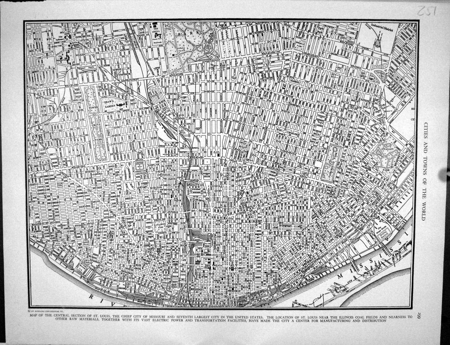 Old Print Collier 1936 Map Central Louis Missouri America Minnesota Paul 20th