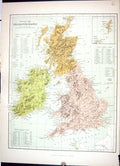 Old Keane Map 1886 Physical British Islands Ireland Scotland England Victorian