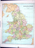 Old Antique Print Keane Map 1886 England Wales Isle Wight English Channel 19th