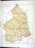 Antique Old Print Keane Map 1886 Northumberland Berwick Tweed Hexham Wansbeck
