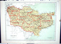 Old Print Hughes Keane Map England 1886 Kent Ashford Dartford Isle Thanet 19th