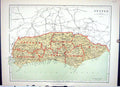 Antique Old Print Sussex Eastbourne Chichester Hughes Keane Map England 1886