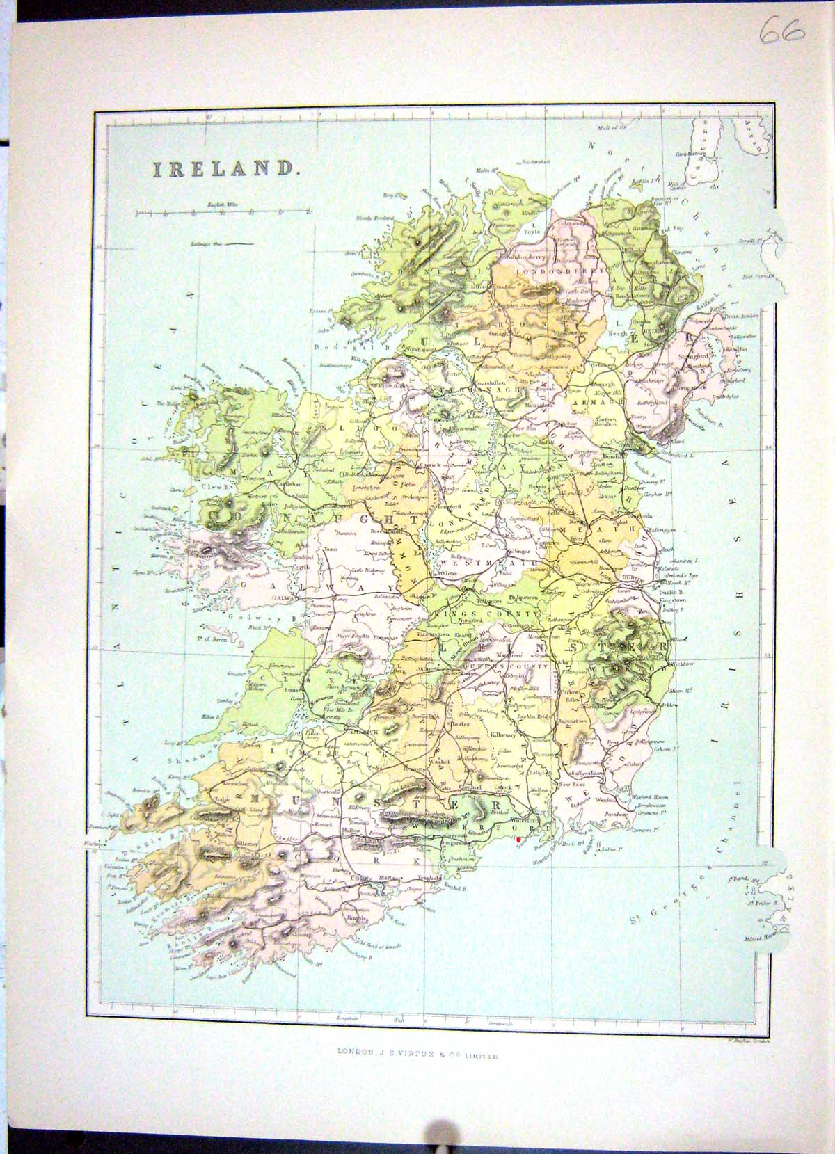Antique Old Print Munster Donegal Ulster Cork Hughes Keane Map Ireland1886 19th