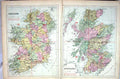 Antique Print Bacon Map 1883 Ireland Scotland Moray Firth Arran Firth Forth