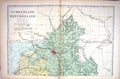 Old Antique Print Bacon Map 1883 Cumberland Westmorland Carlisle England 19th