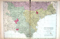 Antique Old Print Bacon Map 1883 Devonshire England Torquay Exmouth Dartmouth
