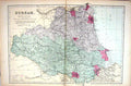 Antique Old Print Bacon Map 1883 Durham England Darlington Seaham Sunderland