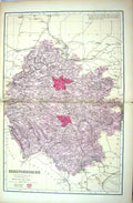 Old Bacon Map 1883 Herefordshire England Leominster Hereford Ledbury Victorian