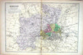 Antique Old Print Bacon Map 1883 Middlesex Westminster London Chipping Barnet