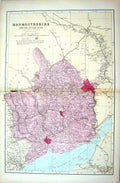 Antique Print Bacon Map 1883 Monmouthshire England Newport Monmouth Severn 19th