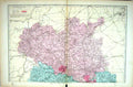 Antique Old Print Bacon Map 1883 Shropshire England Shrewsbury Market Drayton
