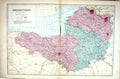 Antique Old Print Bacon Map 1883 Somersetshire England Taunton Bristol Bath