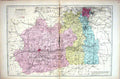 Antique Old Print Bacon Map 1883 Surrey England Guildford Croydon Southwark
