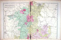 Antique Print Damaged Bacon Map 1883 Worcestershire Gloucestershire England