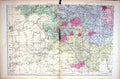 Antique Old Print Damaged Bacon Map 1883 Yorkshire Leeds England Sheffield 19th