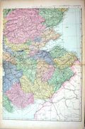 Antique Old Print Bacon Map 1883 Scotland Firth Forth Perth Berwick Glasgow