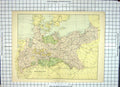 Original Old Antique Print Map Germany Berlin Europe Baltic Sea Jutland