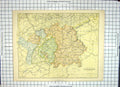 Old Antique Print Map Emprie Germany Europe Wurtemberg Bavaria Darmstadt