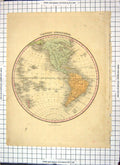 Antique Print Map Western Hemisphere North South America Brazil New Zealand