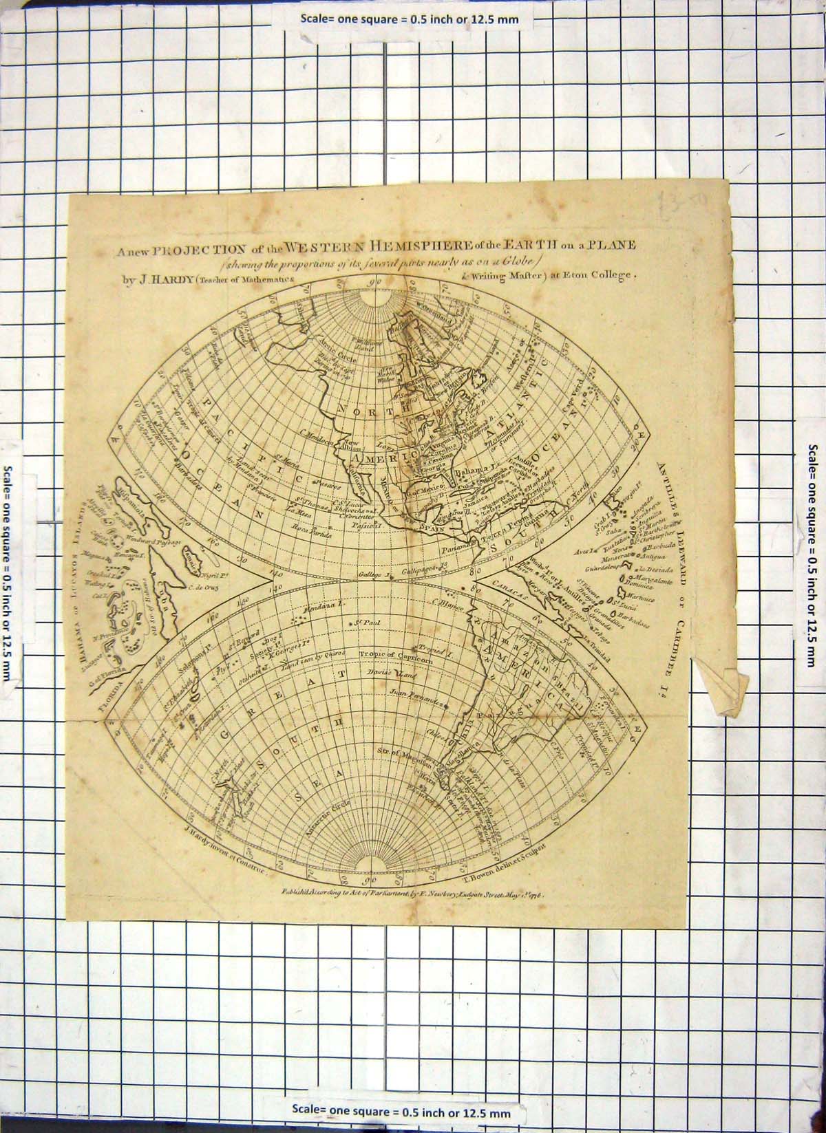 Antique Old Print Map Western Hemisphere North South America Hardy Ludgate