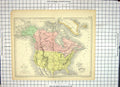 Original Old Antique Print Map America California Florida Canada Atlantic Ocean