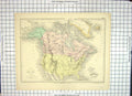 Original Old Antique Print Map North America Canada Hudson Florida Mexico