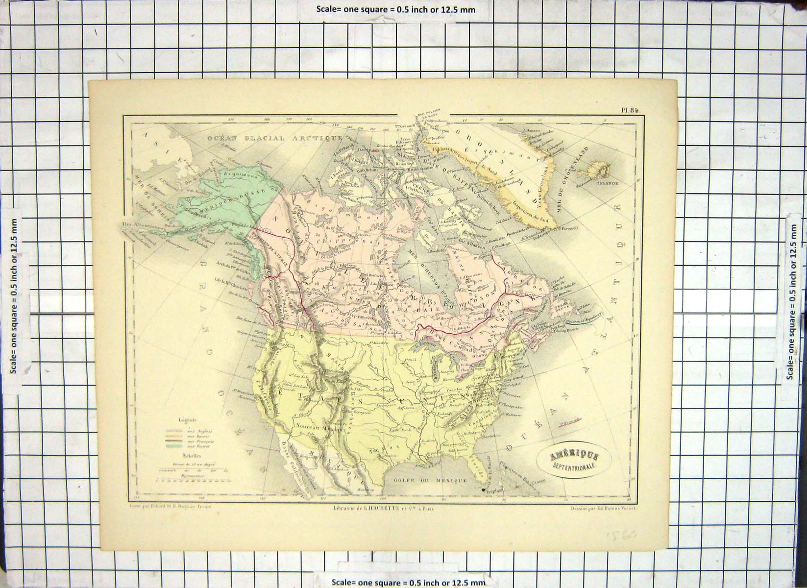 Original Old Antique Print Map North America Canada Hudson Florida Mexico