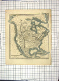 Antique Print Map North America Mexico Cuba California Greenland Polar Sea
