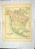 Antique Old Print Map North America Mexico California Cuba Jamaica Florida