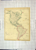 Antique Old Print Map North South America Chile Mexico Caribbean Greenland