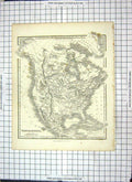 Original Old Antique Print Map North America Mexico Greenland Cuba Caribbean