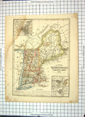 Old Antique Print Map New Hampshire Hartford Haven Canada Brunswick York