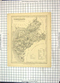 Antique Old Print Map Cumberland Carlisle England Maryport Penrith Cheswick
