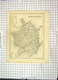 Original Old Antique Print Monmouthshire England Map Pontypool Monmouth Newport