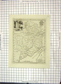Antique Old Print Map Monmouthshire Hereford Monmouth River Severn England