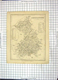 Antique Old Print Dugdales Map Cambridgeshire England Wisbeach Peterborough