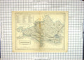Original Old Antique Print Map Dorsetshire Dorchester England Poole Wareham