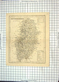 Antique Old Print Map Nottinghamshire England Nottingham Mansfield Bingham 18th