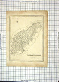 Antique Old Print Map Northamptonshire England Thrapstone Stamford Deeping 19th
