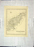 Original Old Antique Print Map Northamptonshire England Stratford Thrapstone