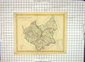 Old Print Map Leicestershire England Leicester Melton Mowbray Ashby Zouch 20th