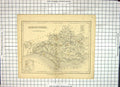 Old Print *6054 Map Dorsetshire England Dorchester Weymouth Poole Harbour