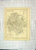 Original Old Antique Print Map Herefordshire England Hereford Bromyard