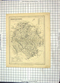 Original Old Antique Print Map Dugdales Herefordshire England Hereford Bromyard