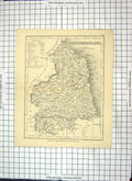 Antique Old Print Map Northumberland England Haltwhislte Berwick Upon Tweed