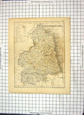 Old Antique Print Map Northumberland England Haltwhistle Berwick Durham
