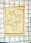 Antique Old Print Map Huntingdonshire England Neots Peterborough Huntingdon