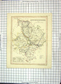 Old Antique Print Map Archer Huntingdonshire England Kimbolton Huntingdon